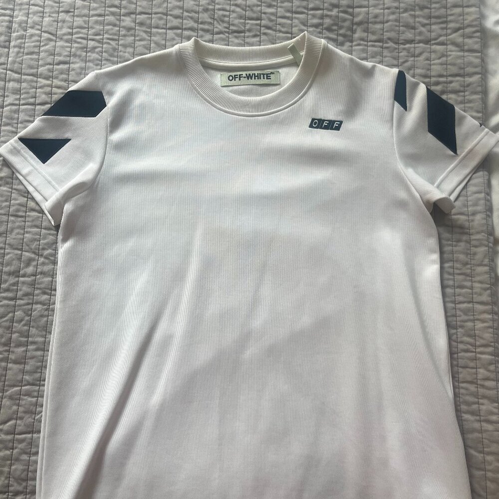 Off-White Men's Embroidered White T-Shirt Size XS